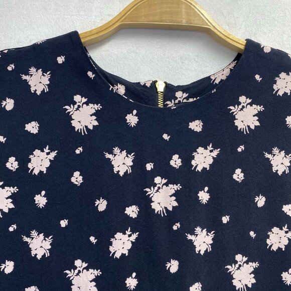 Paris Atelier & Other Stories Round Neck Cap Sleeve Shift Dress Sz2 Black Floral - Picture 13 of 16